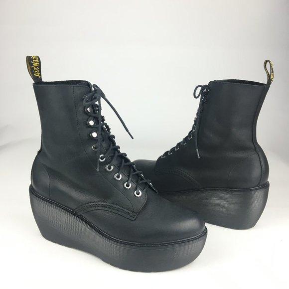 Dr. Martens Shoes - Dr. Martens Jamila Black Platform Wedge Boots Sz10